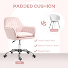 HOMCOM Velvet-Feel Tub Office Chair, with Seat Cushion - Pink - anydaydirect