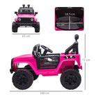 HOMCOM 12V Battery-powered 2 Motors Kids Electric Ride On Car Truck Off-road Toy with Parental Remote Control Horn Lights Suspension Wheels Pink - anydaydirect