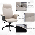 Vinsetto Office Chair, Linen Fabric Desk Chair, Comfortable Computer Chair with Adjustable Height, Padded Armrests and Swivel Wheels, Beige - anydaydirect