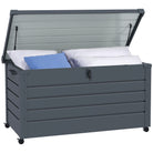 Outsunny 311L Galvanised Steel Garden Storage Box, with Lock - Dark Grey - anydaydirect