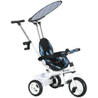HOMCOM 4 in 1 Tricycle for Kids with 5-point harness straps, Removable Canopy, Blue - anydaydirect