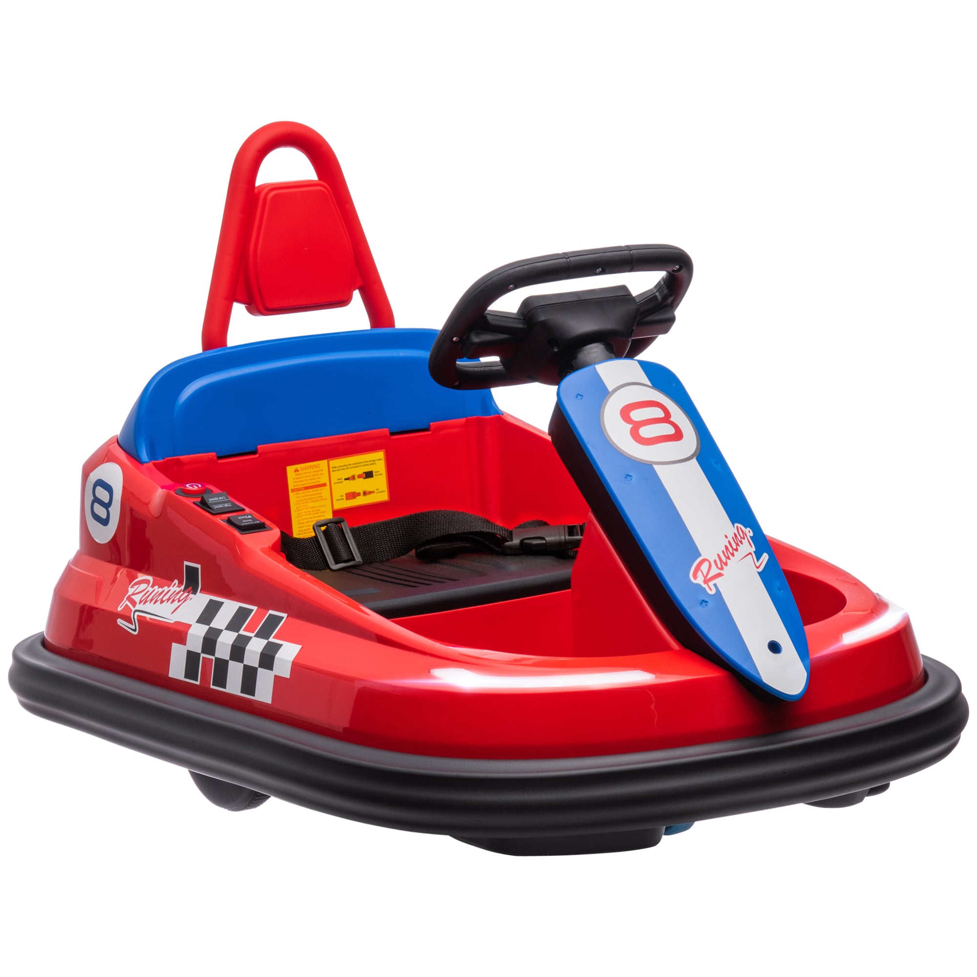 HOMCOM Electric Kids Bumper Car, 6V 360-Degree Rotation Waltzer Car, Battery Powered Ride on Car w/ 2 Speeds, Music, for 18-48 Months, Red - anydaydirect
