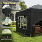 Outsunny 3 x 6 m Pop Up Gazebo with Sides and Windows, Height Adjustable Wedding Camping Party Tent Canopy Marquee with Storage Bag for Garden, Event, Black - anydaydirect