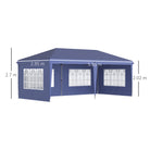 Outsunny 3 x 6m Pop Up Gazebo, Height Adjustable Marquee Party Tent with Sidewalls and Storage Bag, Blue - anydaydirect