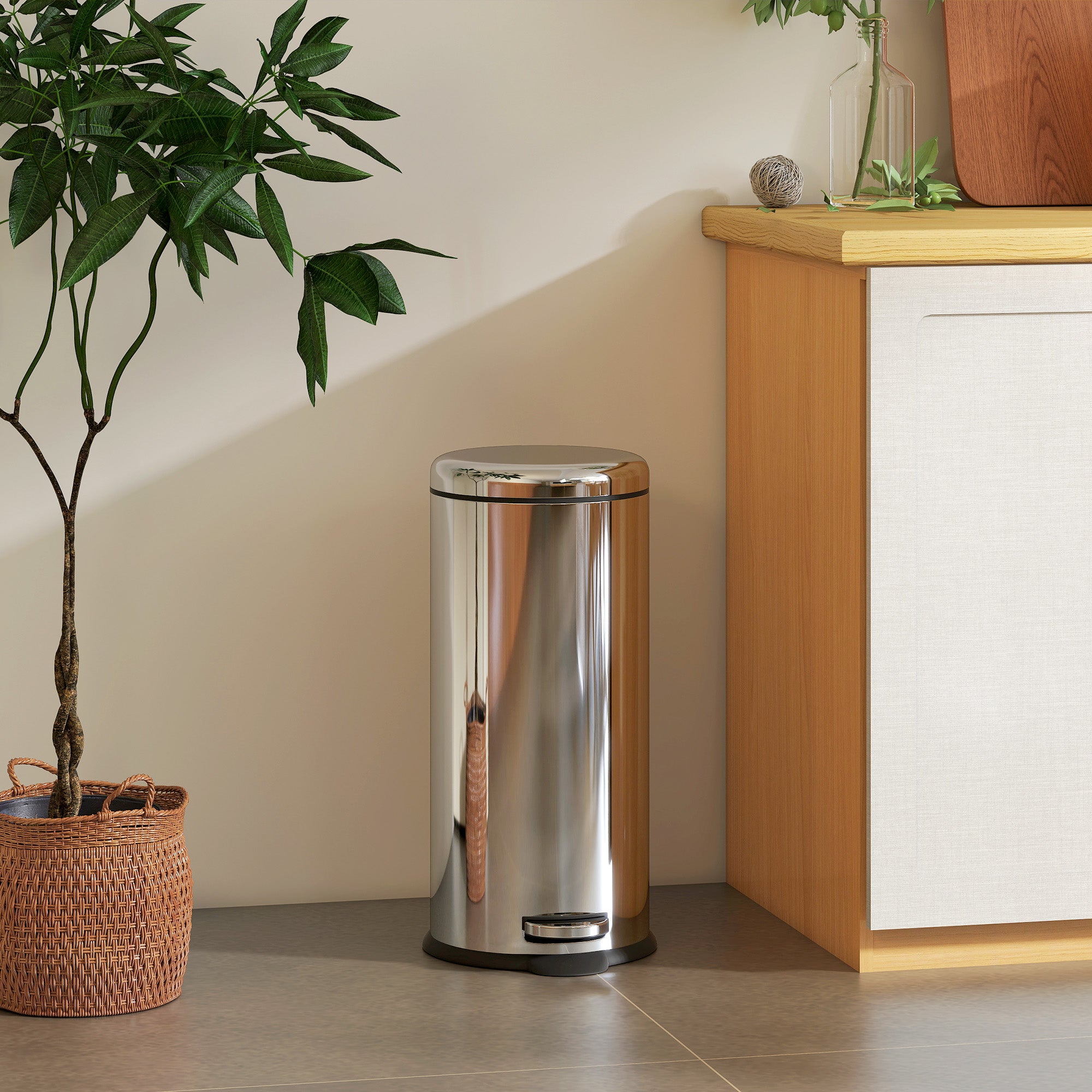HOMCOM Foot Pedal Bin Stainless Steel Metal Waste Rubbish Lid Kitchen – anydaydirect