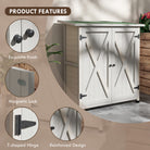 Outsunny Wooden Garden Shed Storage Shed Fir Tool Cabinet with Shelves Double Door Light Grey - anydaydirect