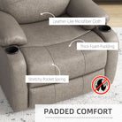 HOMCOM Recliner Chair, Microfibre Reclining Chair with Adjustable Leg Rest, Cup Holders, Recliner Armchair for Home Living Room, Brown - anydaydirect
