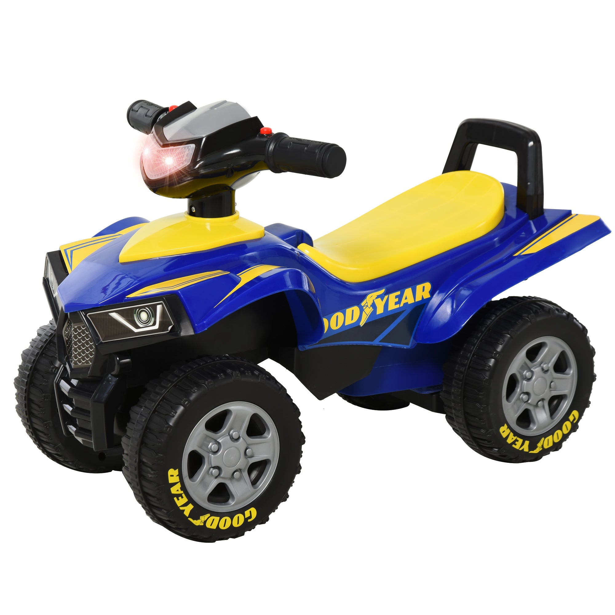 HOMCOM Kids Quad Bike Walker with Engaging Sound Effects, Sturdy PP Construction, Vibrant Yellow & Blue - anydaydirect