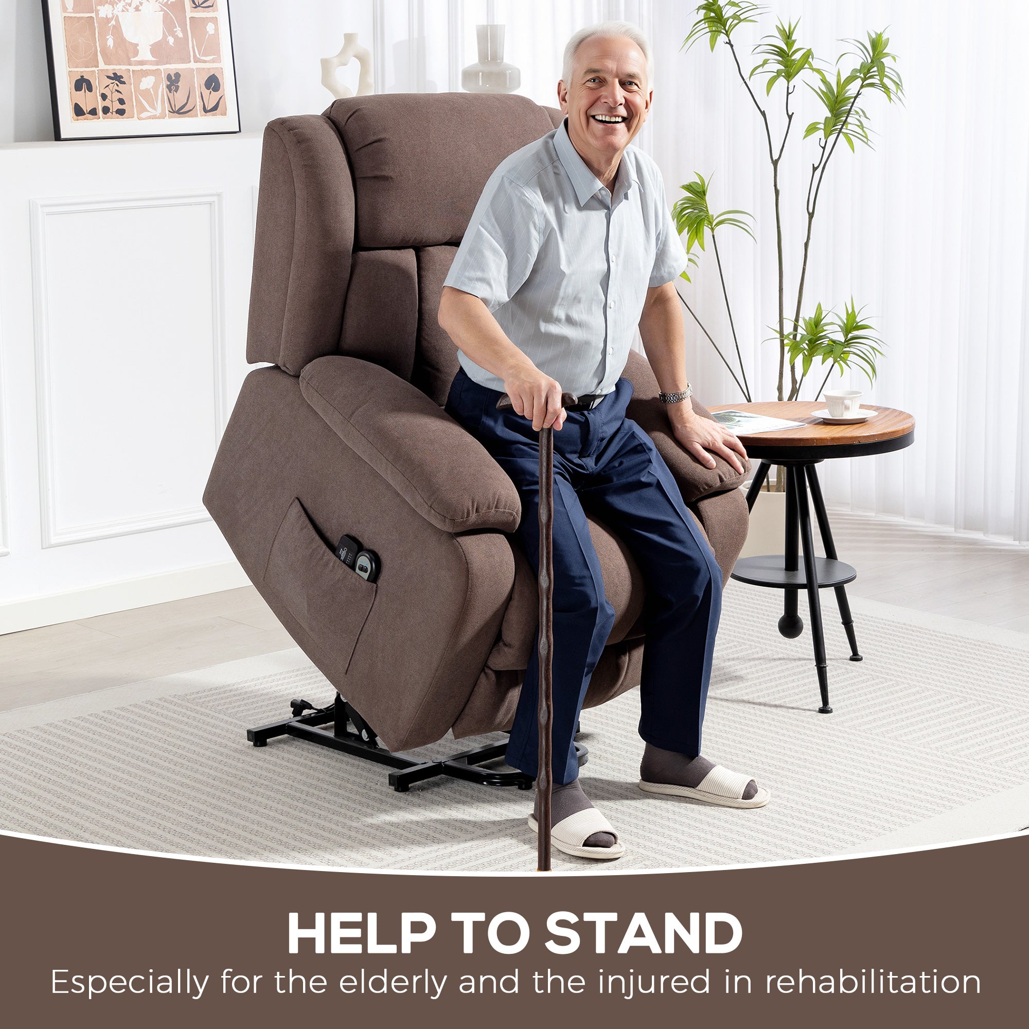 HOMCOM Eight-Point Massage Electric Lift Chair - Dark Brown - anydaydirect