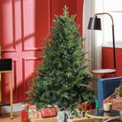 HOMCOM 5ft Artificial Christmas Tree with 1309 Tips, Metal Base, Realistic Hinged Xmas Tree for Home Office, Green - anydaydirect