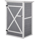 Outsunny Wooden Garden Storage Shed Fir Wood Tool Cabinet Organiser with Shelves 75L x 56W x115Hcm Grey - anydaydirect