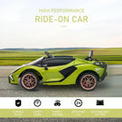 HOMCOM Compatible 12V Battery-powered Kids Electric Ride On Car Lamborghini SIAN Toy with Parental Remote Lights MP3 for 3-5 Years Green - anydaydirect