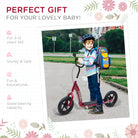 HOMCOM Teen Push Scooter Kids Children Stunt Scooter w/ 12" EVA Tyres, Red - anydaydirect