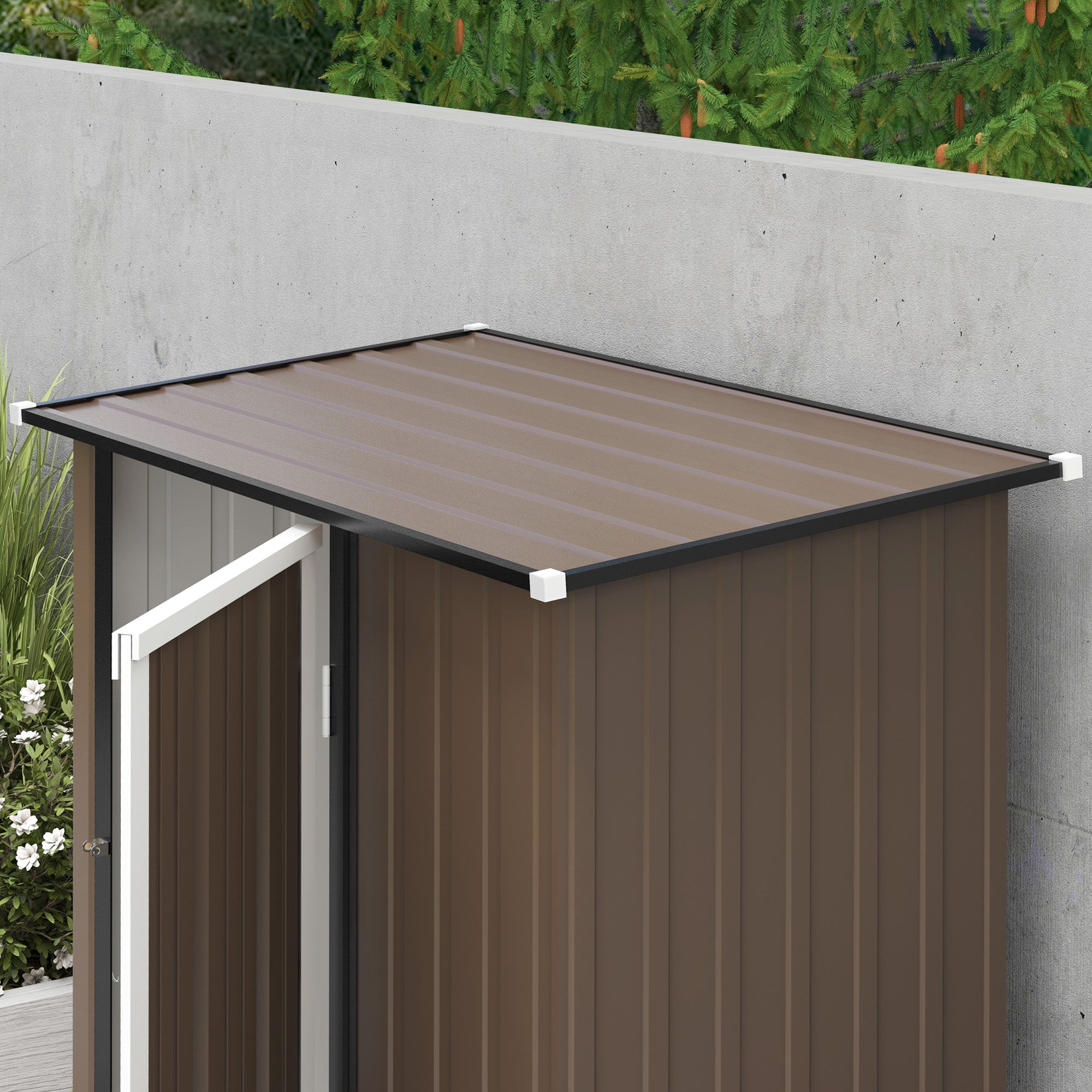 Outsunny  5ft x 3ft Garden Metal Storage Shed, Outdoor Tool Shed with Sloped Roof, Lockable Door for Equipment, Bikes, Brown - anydaydirect
