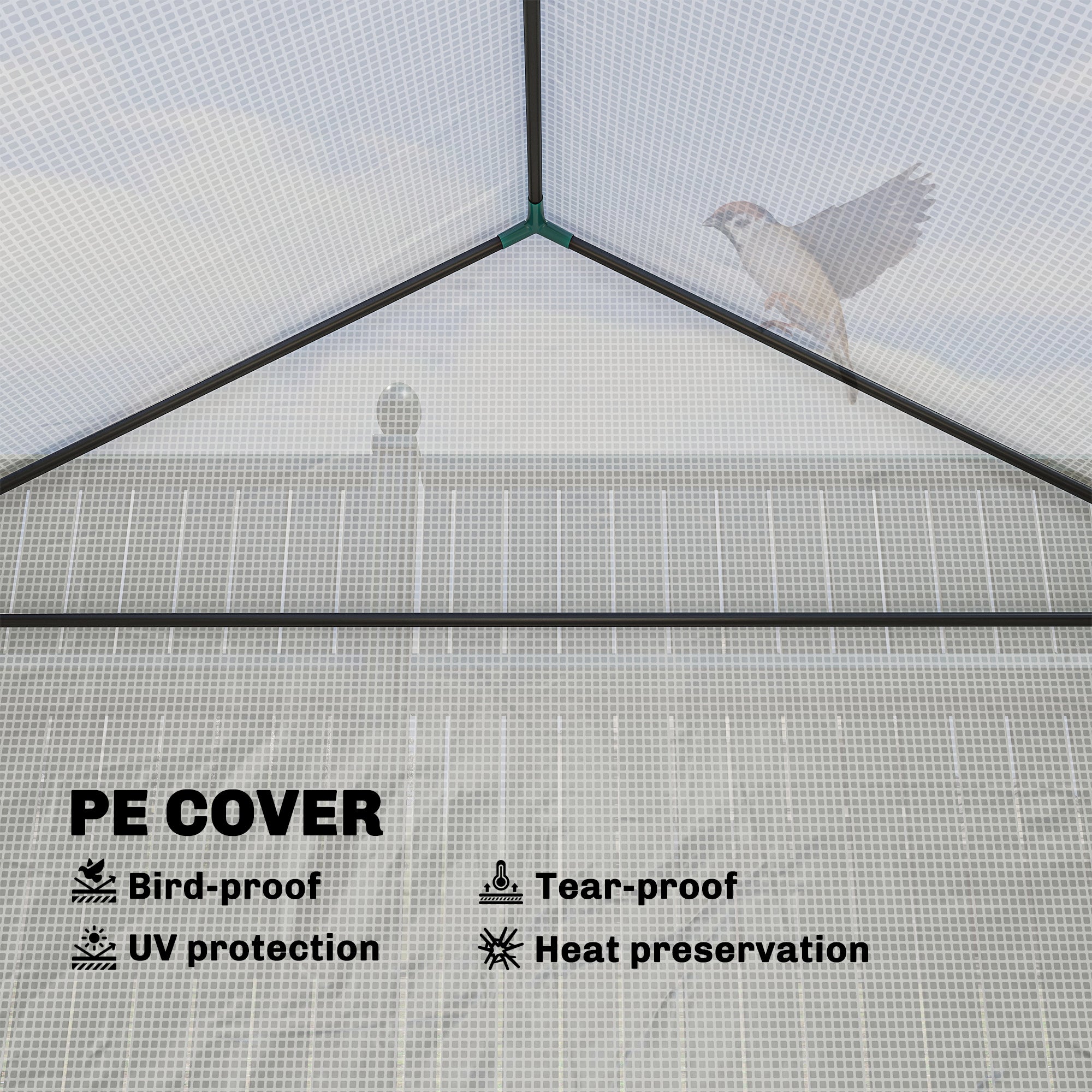 Outsunny Small Greenhouse with Raised Garden Bed, Galvanised Walk-in Greenhouse with Roll Up Windows, 141 x 141 x 190 cm, White - anydaydirect