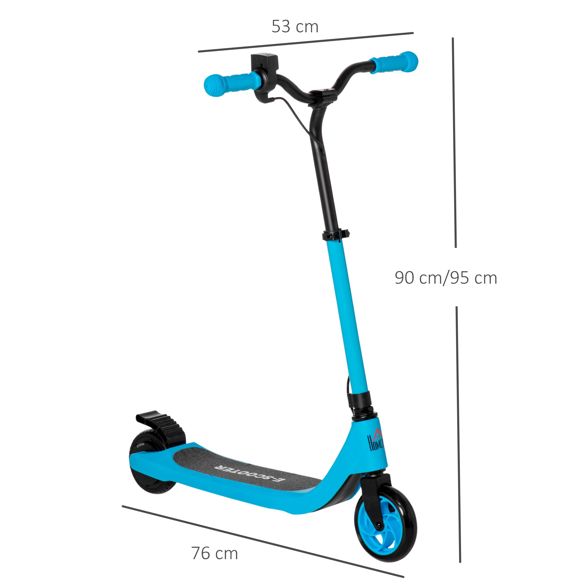 HOMCOM Electric Scooter, 120W Motor E-Scooter w/ Battery Display, Adjustable Height, Rear Brake for Ages 6+ Years - Blue - anydaydirect