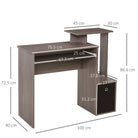 HOMCOM Computer Desk with Sliding Keyboard Tray Storage Drawer Shelf Home Office Workstation Grey - anydaydirect