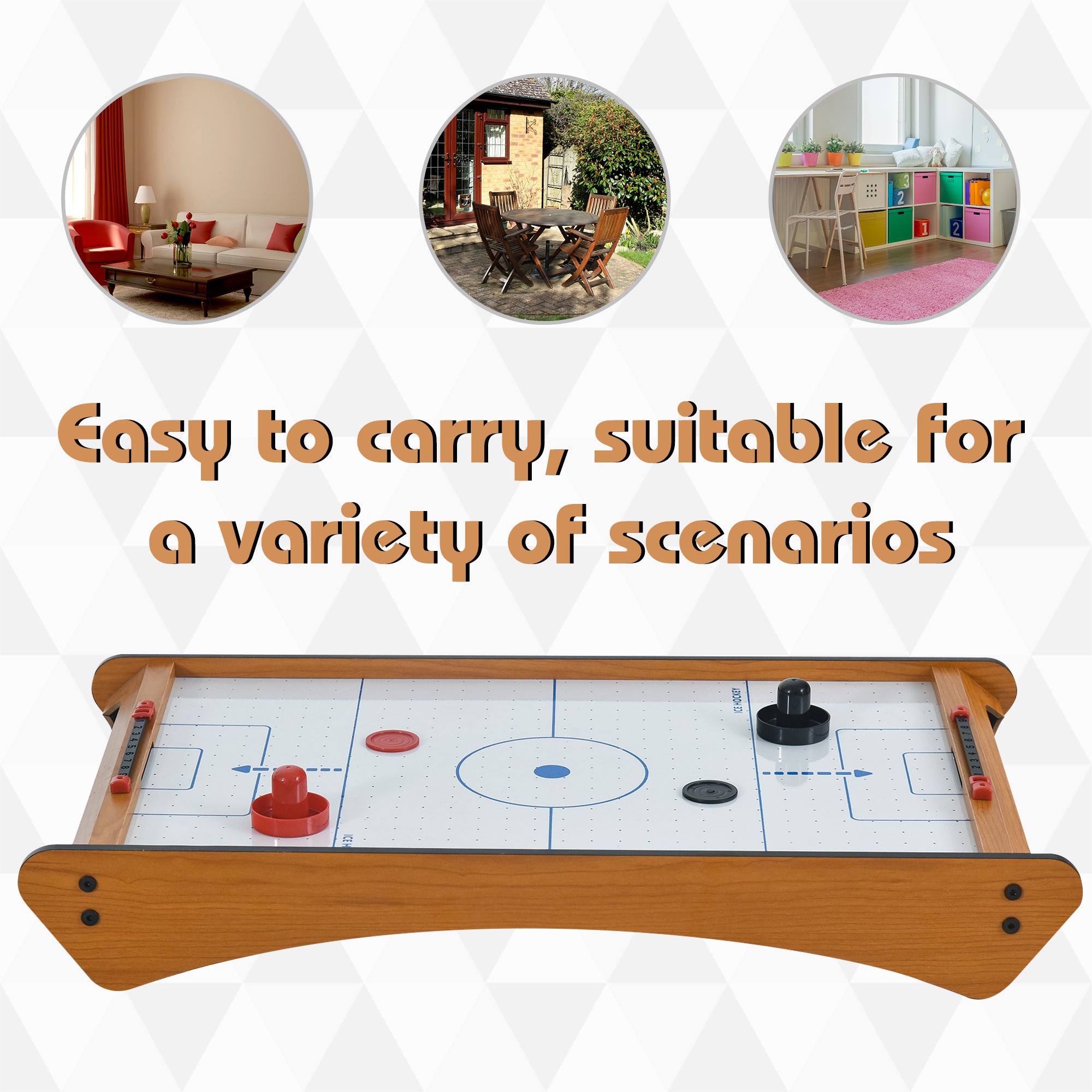 HOMCOM 2.5FT Tabletop Air Hockey Game Table Wooden Portable Party Gaming Toy for Kids Children Adult - anydaydirect