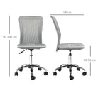 Vinsetto Office Chair, Armless Desk Chair, Adjustable Computer Swivel Chair with Rolling Wheels and Mesh Back for Home Work Study, Grey - anydaydirect