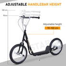 HOMCOM Teen Push Scooter Kids Children Stunt Scooter for 5+ Years with 16 Inches Wheels Adjustable Height Front Rear Dual Brakes, Black - anydaydirect