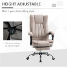 Vinsetto Home Office Chair Microfibre Desk Chair with Reclining Function Armrests Swivel Wheels Footrest Beige - anydaydirect