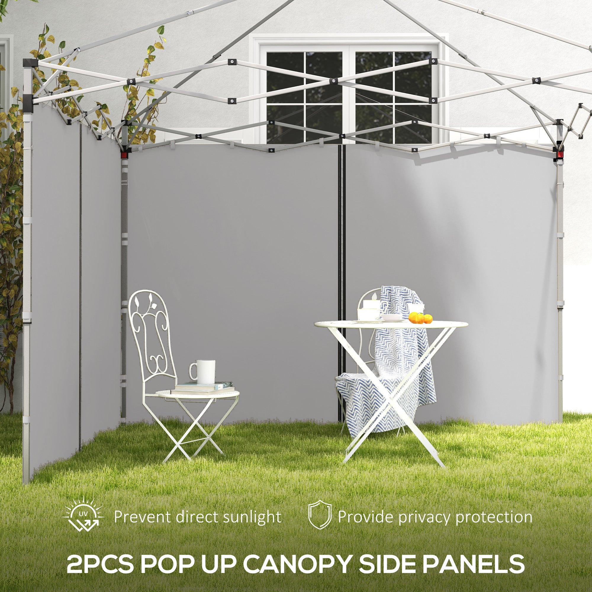 Outsunny Set of Two 3 x 3(m) Replacement Zipped Gazebo Walls - Grey - anydaydirect