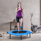 HOMCOM ?101 Mini Fitness Trampoline Home Gym Yoga Exercise Rebounder Indoor Outdoor Jumper with Safety Pad, Support Up to 100 KG, Blue and Black - anydaydirect