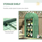 Outsunny 80 x 49 x 160cm Mini Greenhouse for Outdoor, Portable Gardening Plant Green House with Storage Shelf, Roll-Up Zippered Door, Metal Frame and PE Cover, Green - anydaydirect