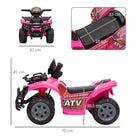HOMCOM Kids Electric ATV Ride-On Toy, 6V Battery-Powered Quad Bike with Working Headlights, for Toddlers 18-36 Months, Pink - anydaydirect