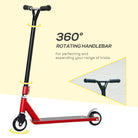 HOMCOM Stunt Scooter, 360° Entry Level Tricks Scooter w/ Lightweight Aluminium Deck and ABEC 7 Bearing, For Age 14+ Beginners, Red - anydaydirect