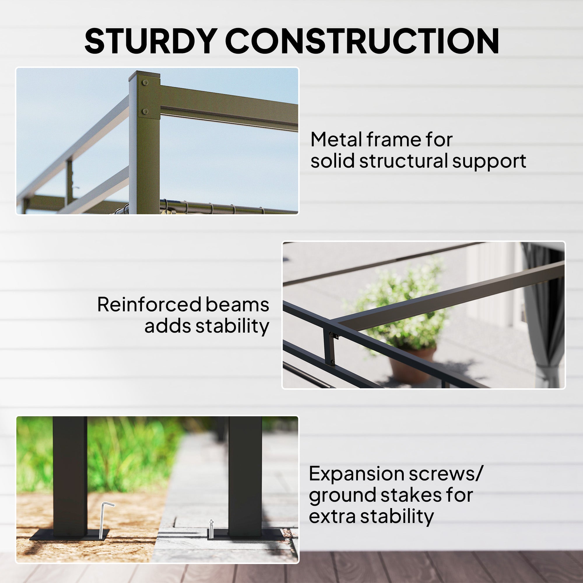 Outsunny 3 x 3 m Pergola with Retractable Roof Canopy and Curtains, UPF30+ Metal Frame Garden Pergola Gazebo Sun Shade, Dark Grey - anydaydirect