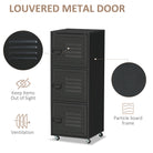 HOMCOM Rolling Storage Cabinet 3-Tier Mobile File Cabinet with Wheels & Metal Doors for Home Office, Living Room, Black - anydaydirect