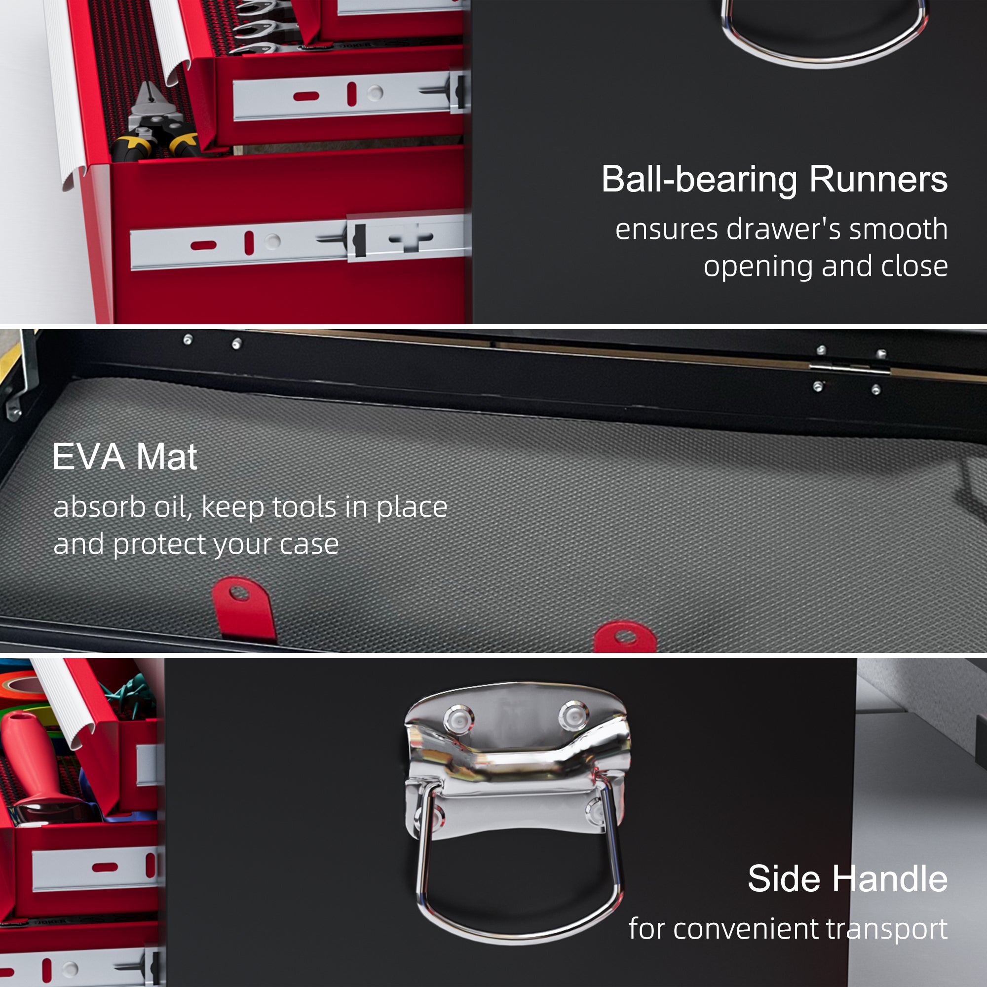 HOMCOM Steel Six Drawer Tool Storage Carry Chest, with Lock and Keys - Red - anydaydirect