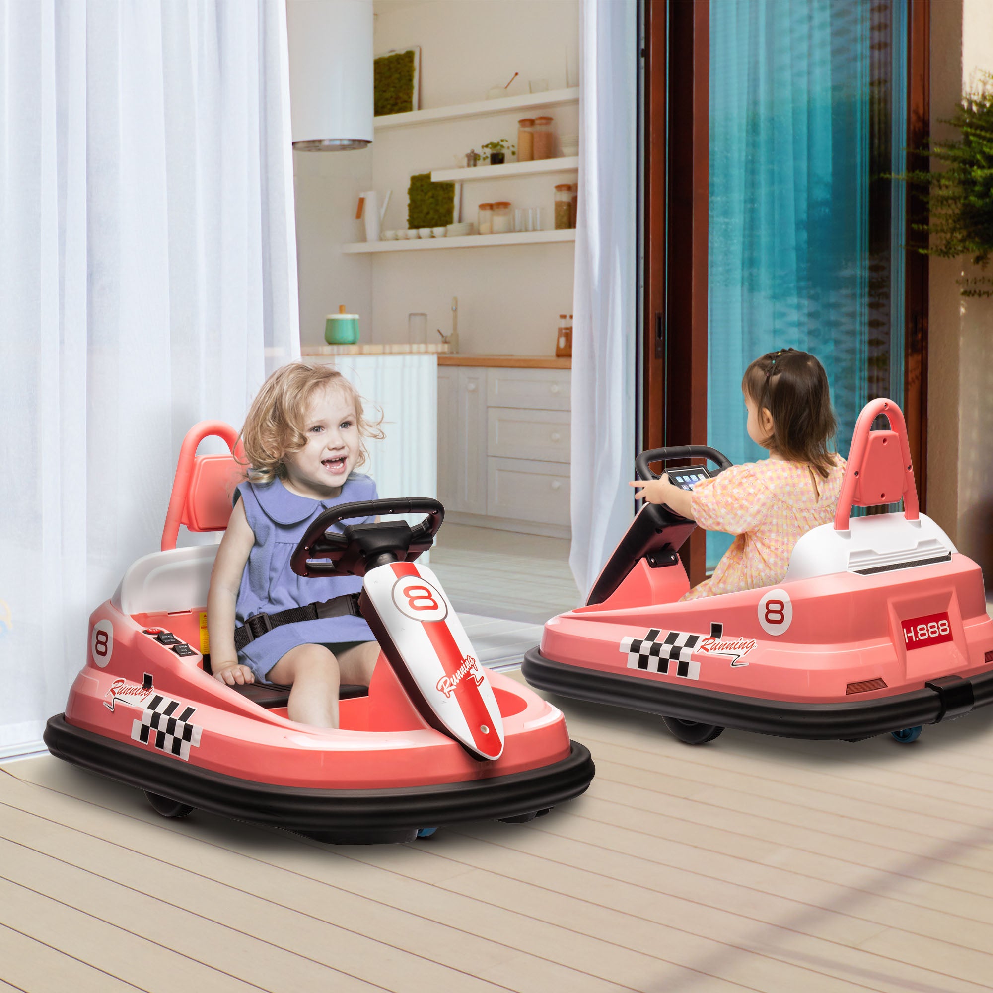 HOMCOM Electric Kids Bumper Car, 6V 360-Degree Rotation Waltzer Car, Battery Powered Ride on Car w/ 2 Speeds, Music, Horn, Gift for 18-48 Months, Pink - anydaydirect