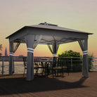 Outsunny 3 x 3(m) Pop Up Gazebo Party Tent with Solar-Powered LED Lights, Adjustable Event Shelter with Netting, Grey - anydaydirect