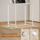 HOMCOM Small Folding Desk, with Wheels - White Wood-Effect - anydaydirect