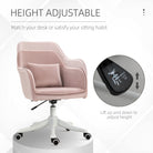 Vinsetto Velvet Office Chair, Desk Chair, Makeup Vanity Chair with Massage Lumbar Pillow and Rolling Wheels for Bedroom and Home, Pink - anydaydirect