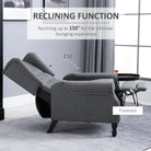 HOMCOM Recliner Armchair, Vintage Reclining Chair with Nail Head Trim, Wingback Chair with Button Tufted Back and Footrest, for Living Room, Grey - anydaydirect