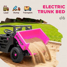 AIYAPLAY Kids Ride on Car, 12V Electric Kids UTV with Electric Dump Bed, 4-Wheel Suspension for 3-8 Years, Pink - anydaydirect