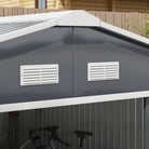 Outsunny 13 x 11ft Foundation Ventilation Steel Outdoor Garden Shed Grey - anydaydirect