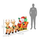 HOMCOM 1.1m Christmas Inflatable Santa Claus on Sleigh, LED Lighted for Home Indoor Outdoor Garden Lawn Decoration Party Prop - anydaydirect