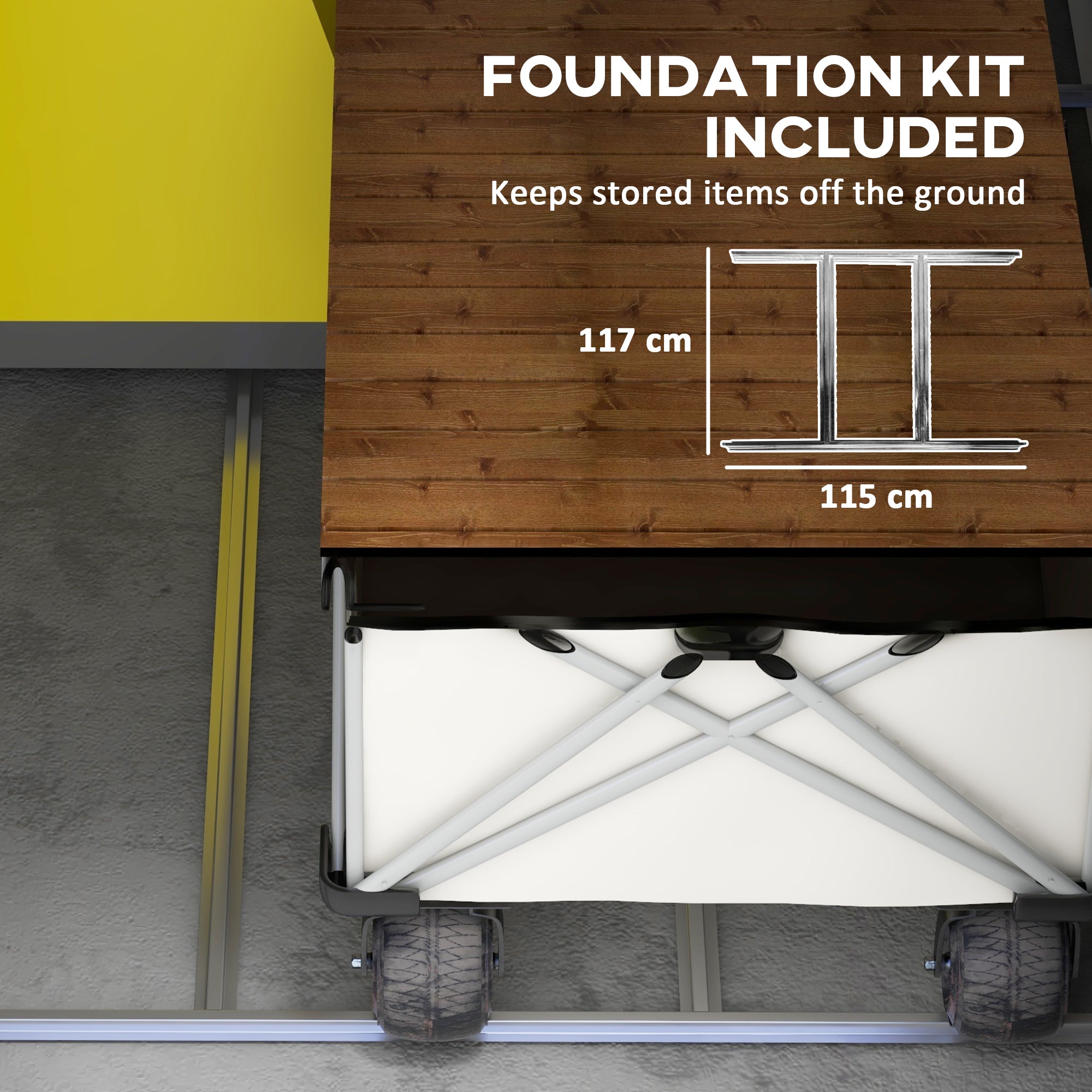 Outsunny 4 x 6ft Garden Shed with Foundation Kit, Polypropylene Outdoor Storage Tool House with Ventilation Slots and Lockable Door, Grey - anydaydirect