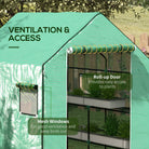 Outsunny Greenhouse Cover Replacement Walk-in PE Hot House Cover with Roll-up Door and Windows, 140 x 143 x 190cm, Green - anydaydirect