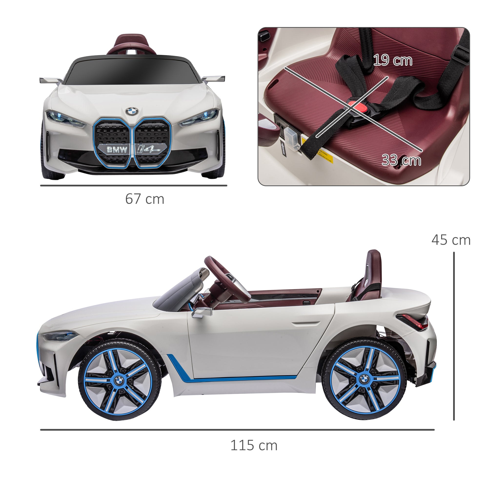 HOMCOM BMW i4 Licensed 12V Kids Electric Ride on Car w/ Remote Control, Powered Electric Car w/ Portable Battery, Music, for Kids Aged 3-6, White - anydaydirect