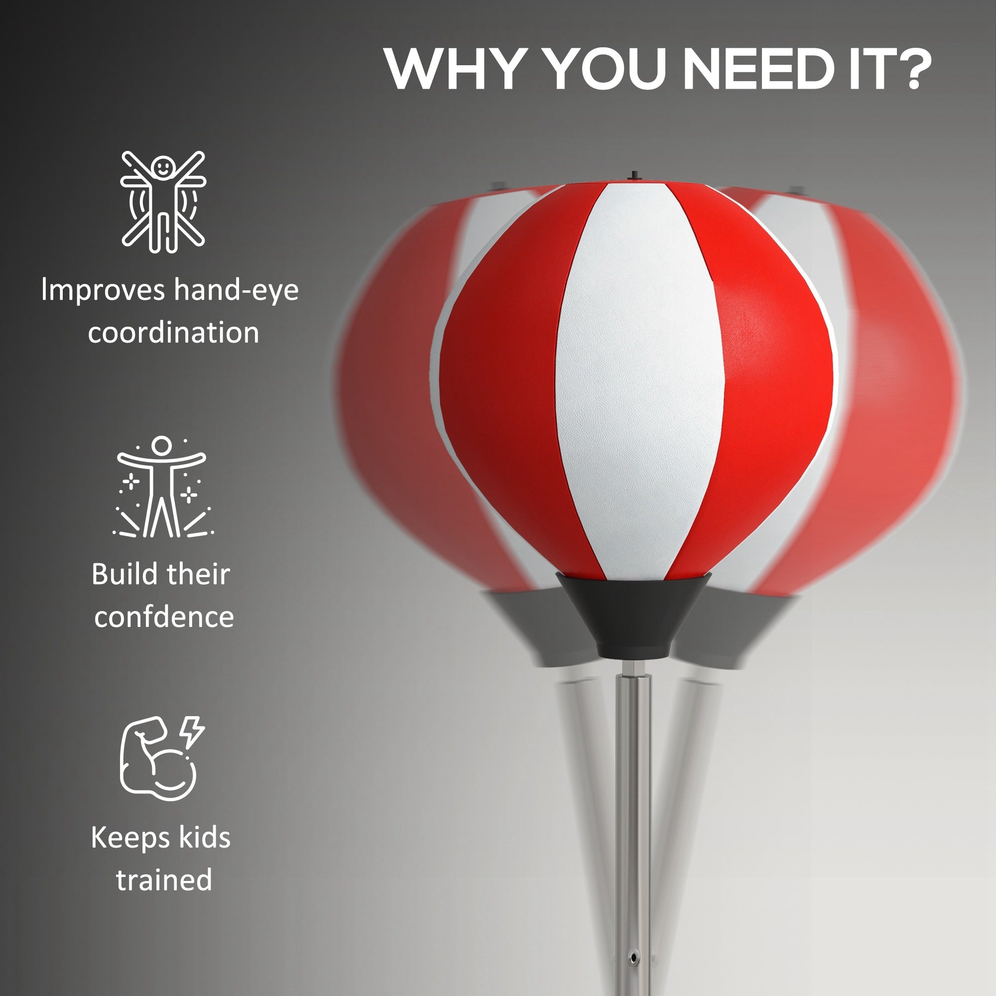 HOMCOM Punching Bag with Stand Boxing Bag Set with Adjustable Height, Red - anydaydirect