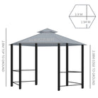 Outsunny 3 x 3(m) Hexagon Gazebo Patio Canopy Party Tent Outdoor Garden Shelter w/ 2 Tier Roof & Side Panel - Grey - anydaydirect