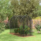 Outsunny Galvanised Steel Fruit Cage, Plant Protection Tent with Zipped Door, 1.2 x 2.4 x 1.9m, Black - anydaydirect