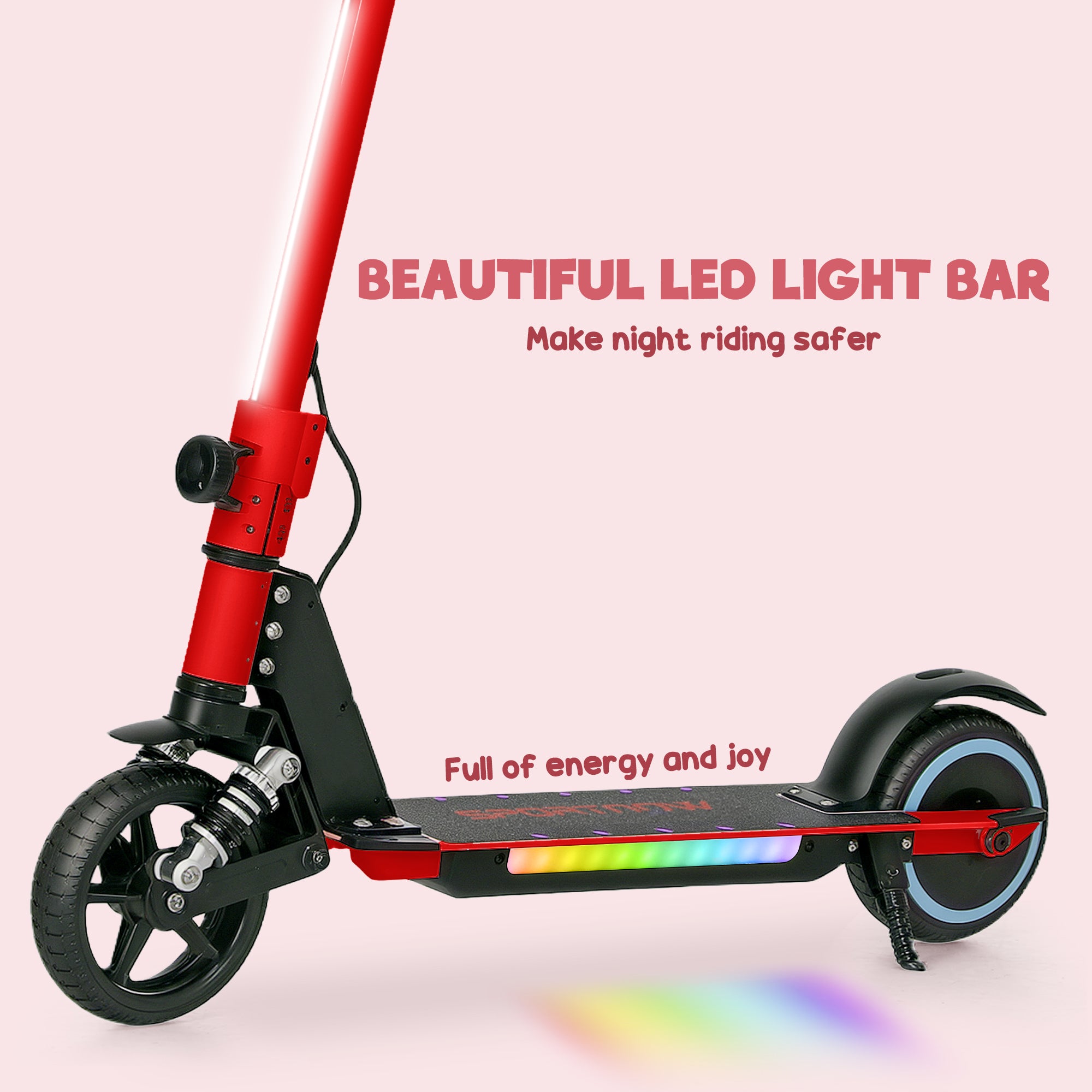 SPORTNOW Folding Electric Scooter for Kids Age 6-14 with Dual Brakes, Front Suspension, LED Colourful Lights and Display, 6.8kg Lightweight Aluminium E Scooter, Up to 14 KM/H & 6 KM, Red - anydaydirect