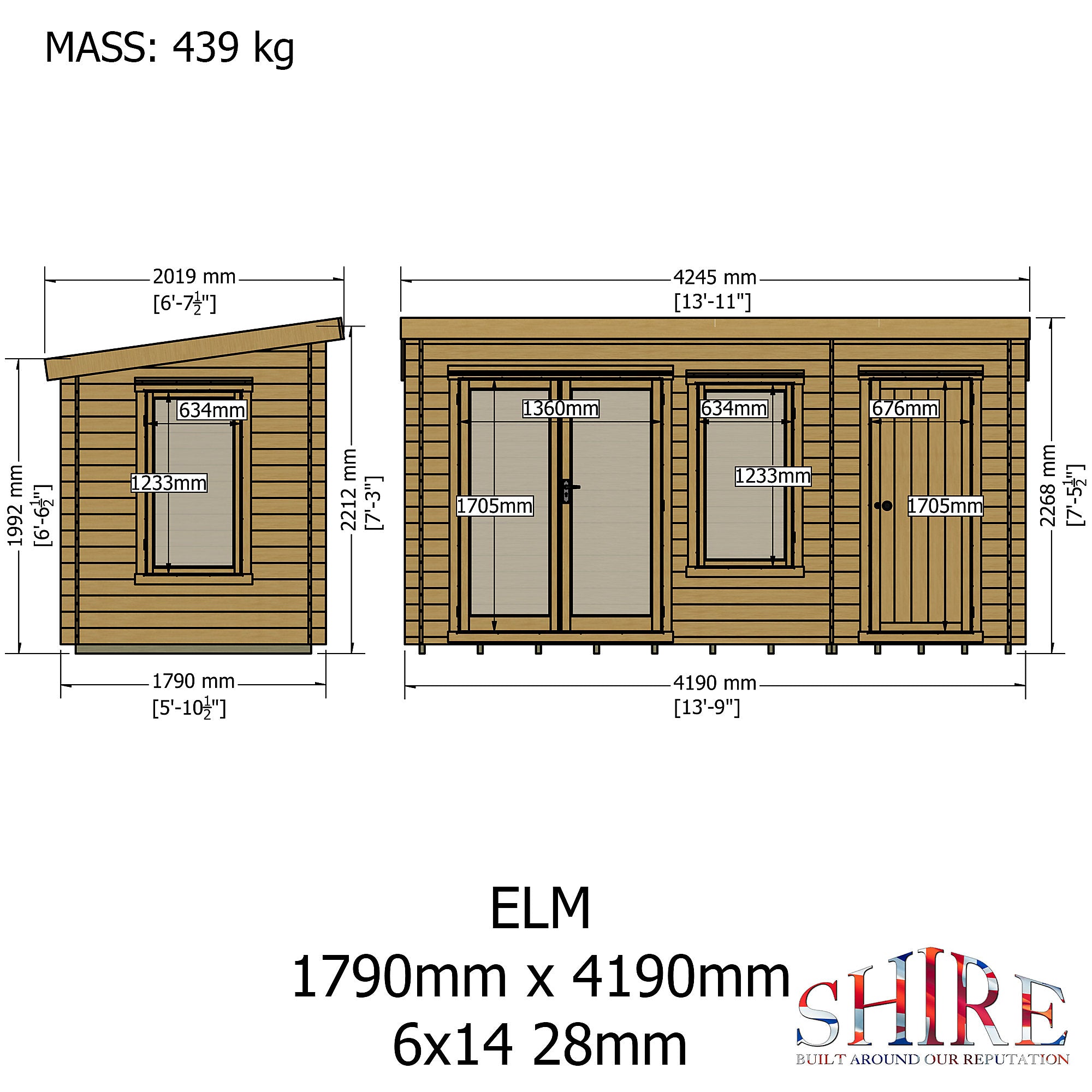 Shire Elm 6x14 Log Cabin