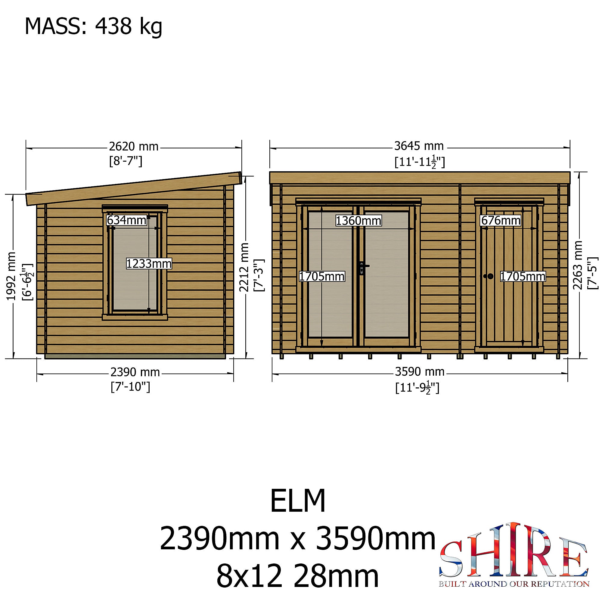 Shire Elm 8x12 Log Cabin